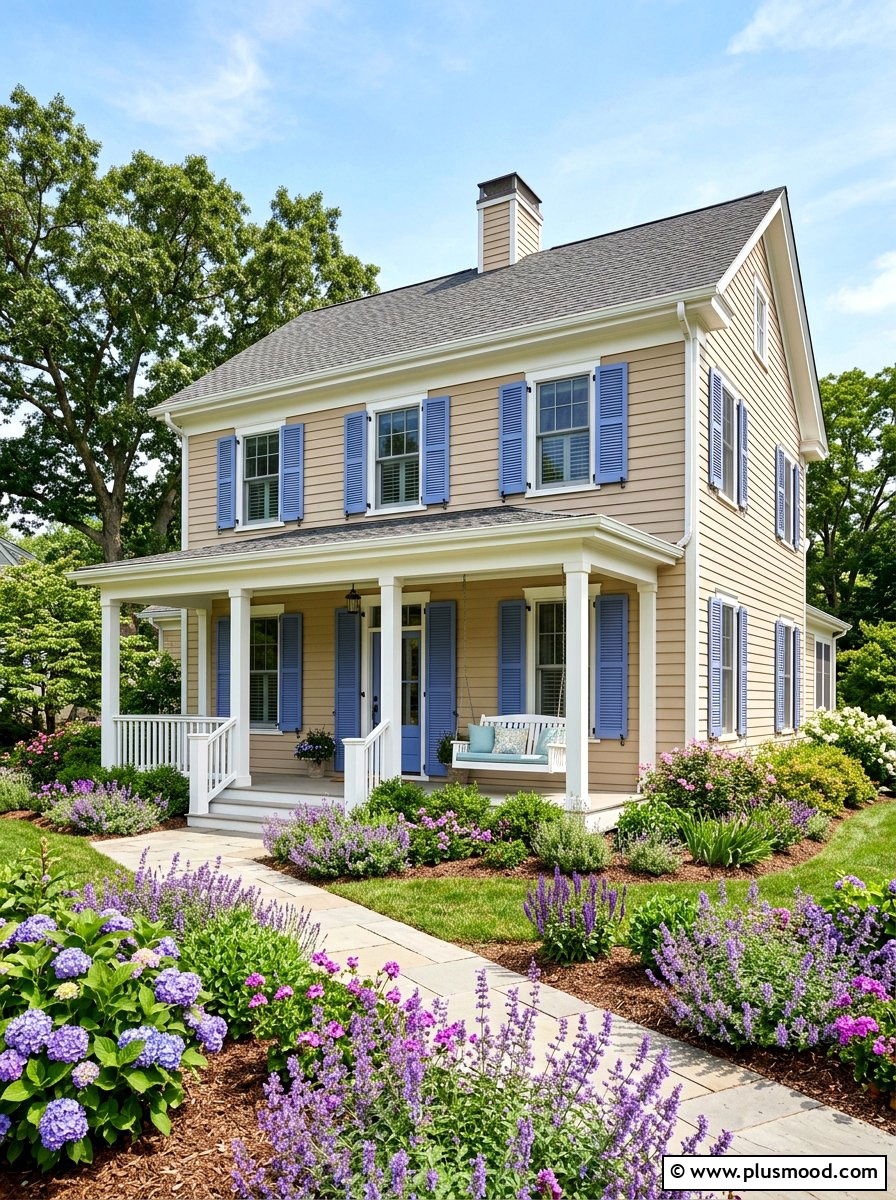 Periwinkle Blue Shutters Curb Appeal - 25 summer shutters color ideas