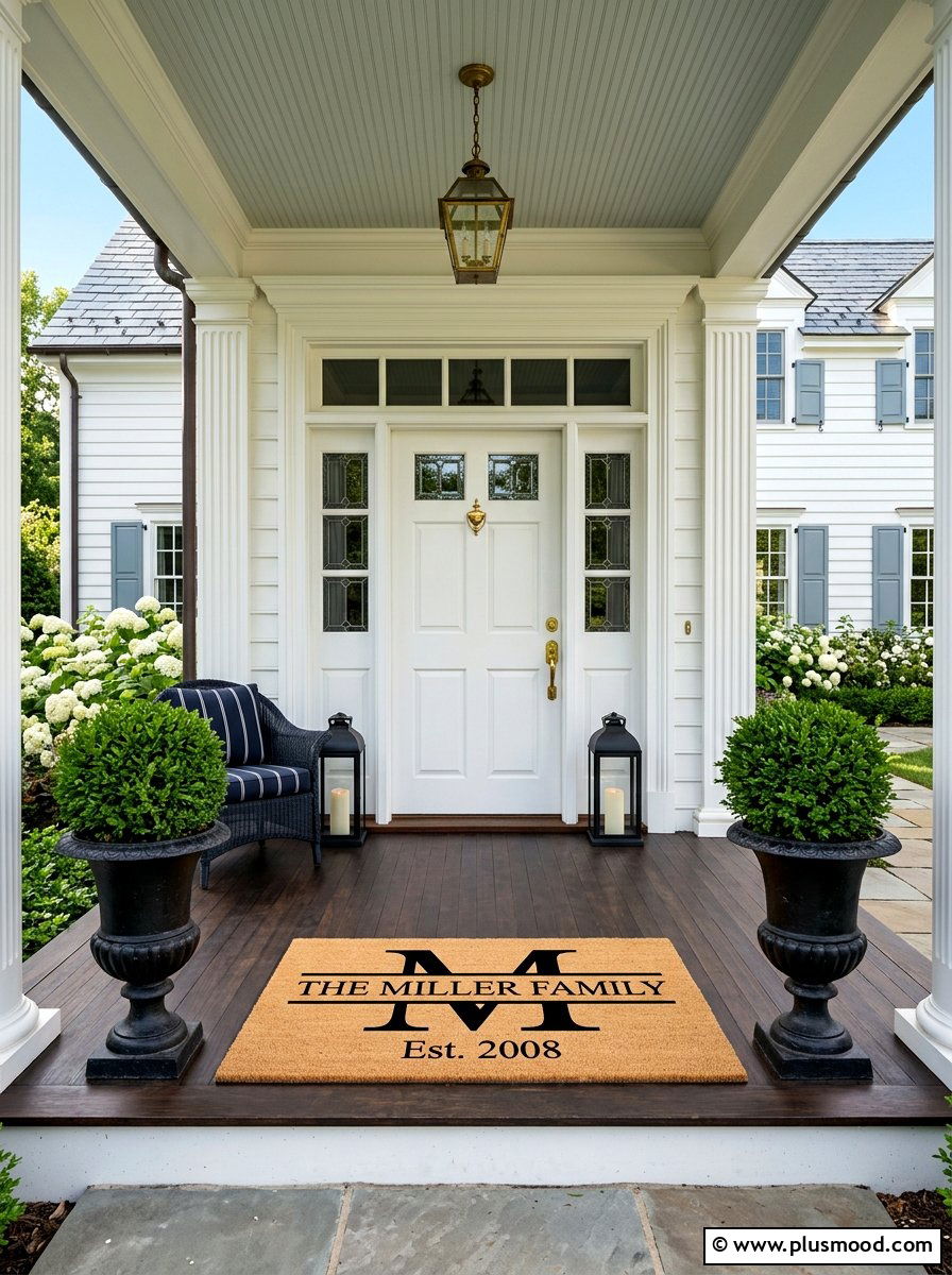 Personalized Family Name Coir Mat - 25 summer front porch mat ideas