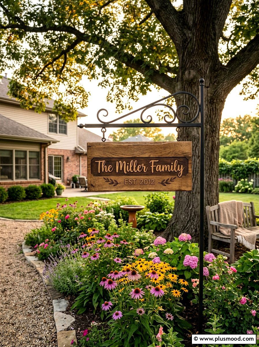 Personalized family garden sign - 25 outdoor garden decor ideas with wood signs