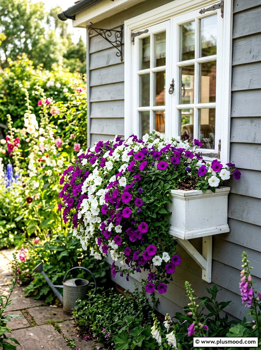 Petunia Window Box - 25 summer window box ideas for curb appeal