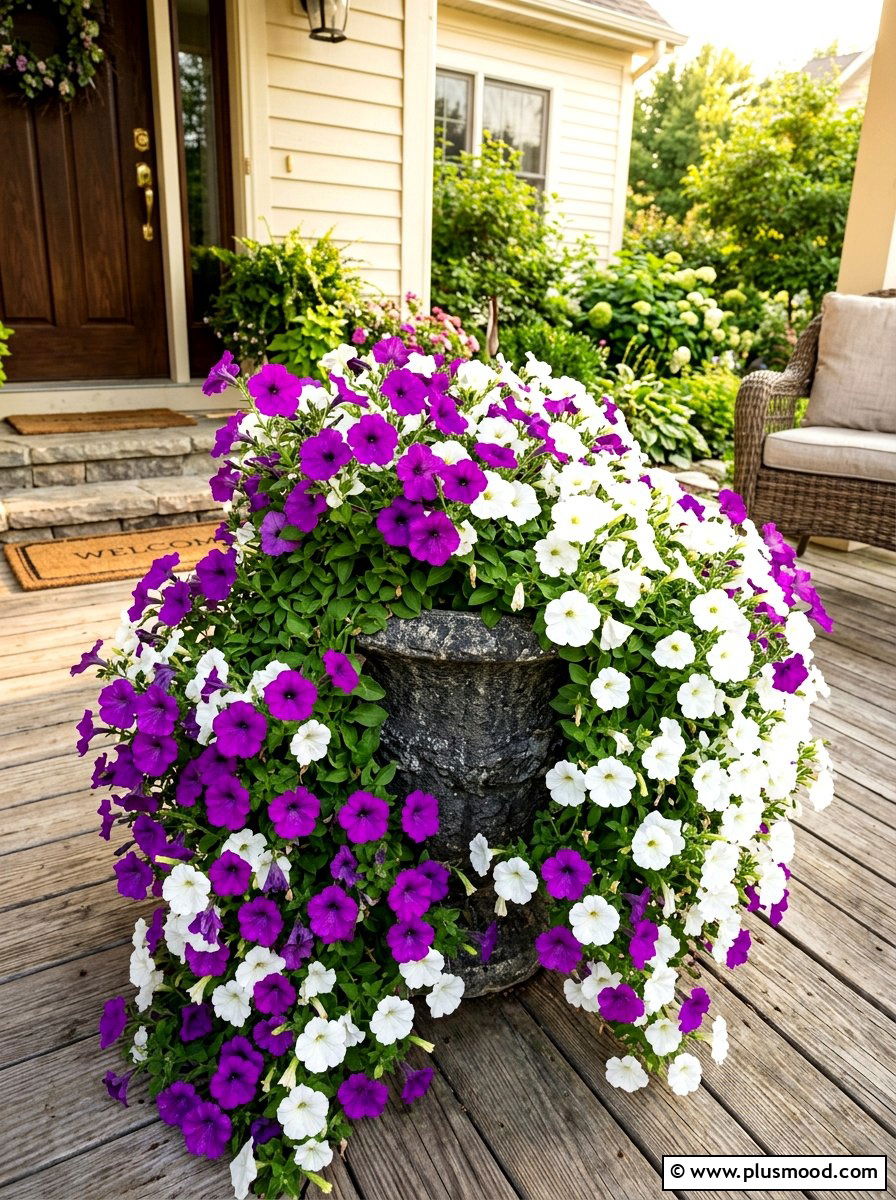 Petunia flower pot - 25 summer planter ideas for full sun