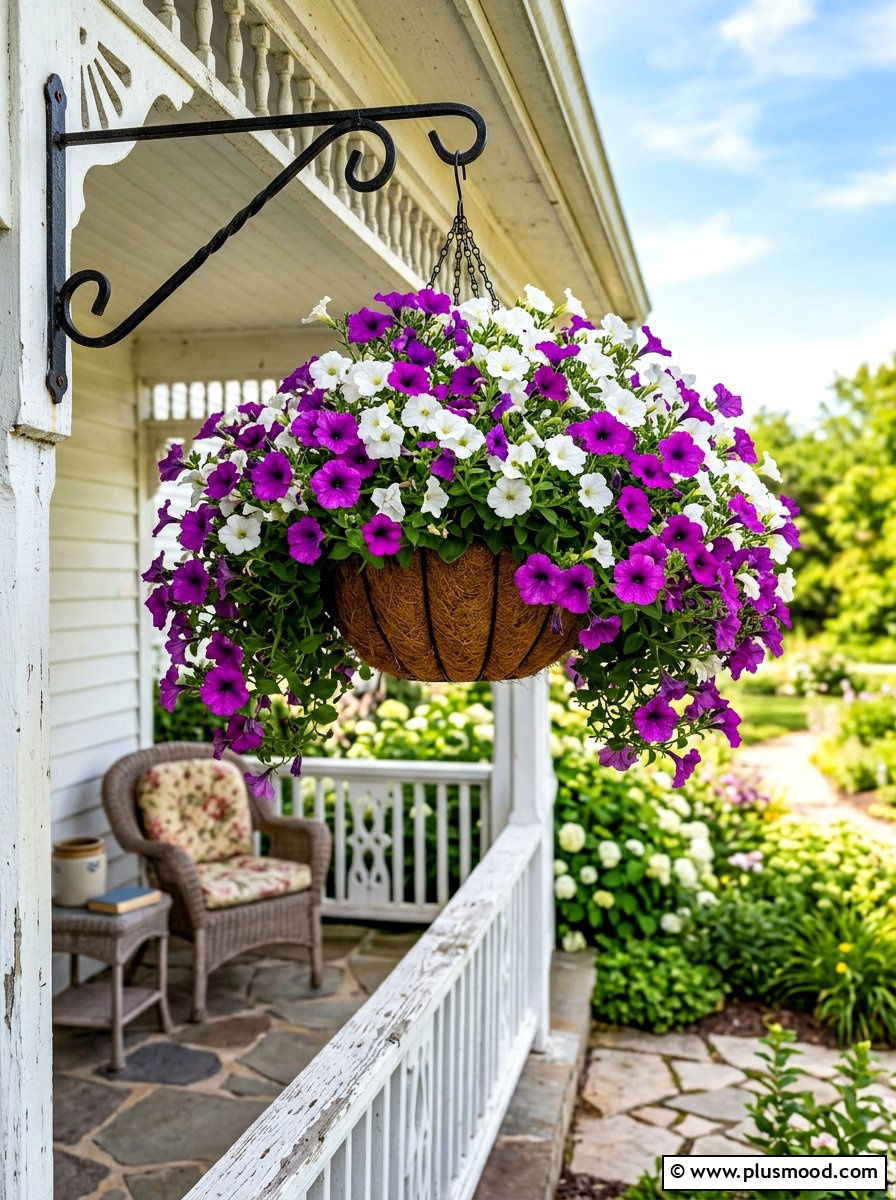 Petunia hanging summer planter - 25 beautiful summer planter ideas