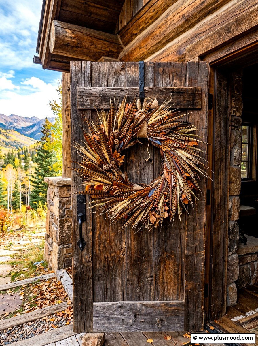 Pheasant Feather Wreath - 25 summer to fall wreath ideas