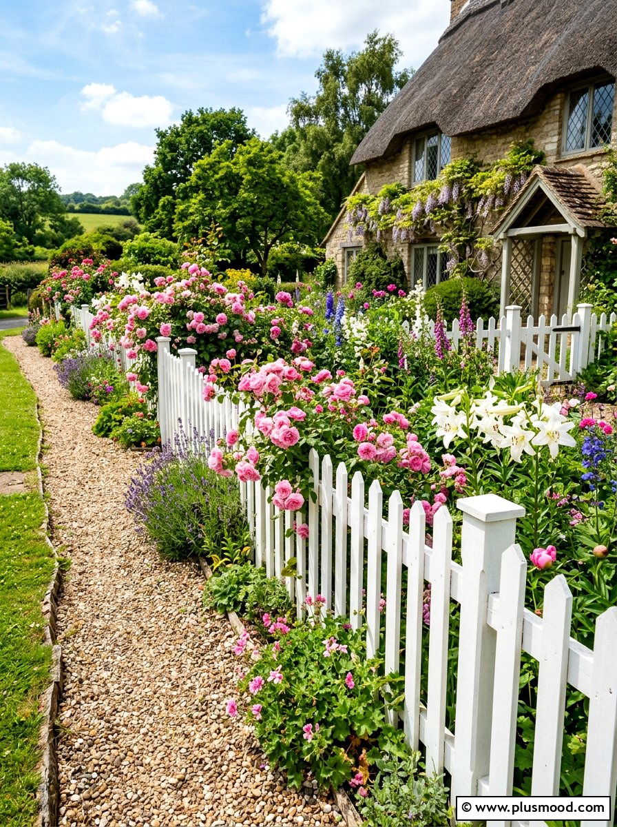 Picket Fence Border - 25 summer garden edging ideas