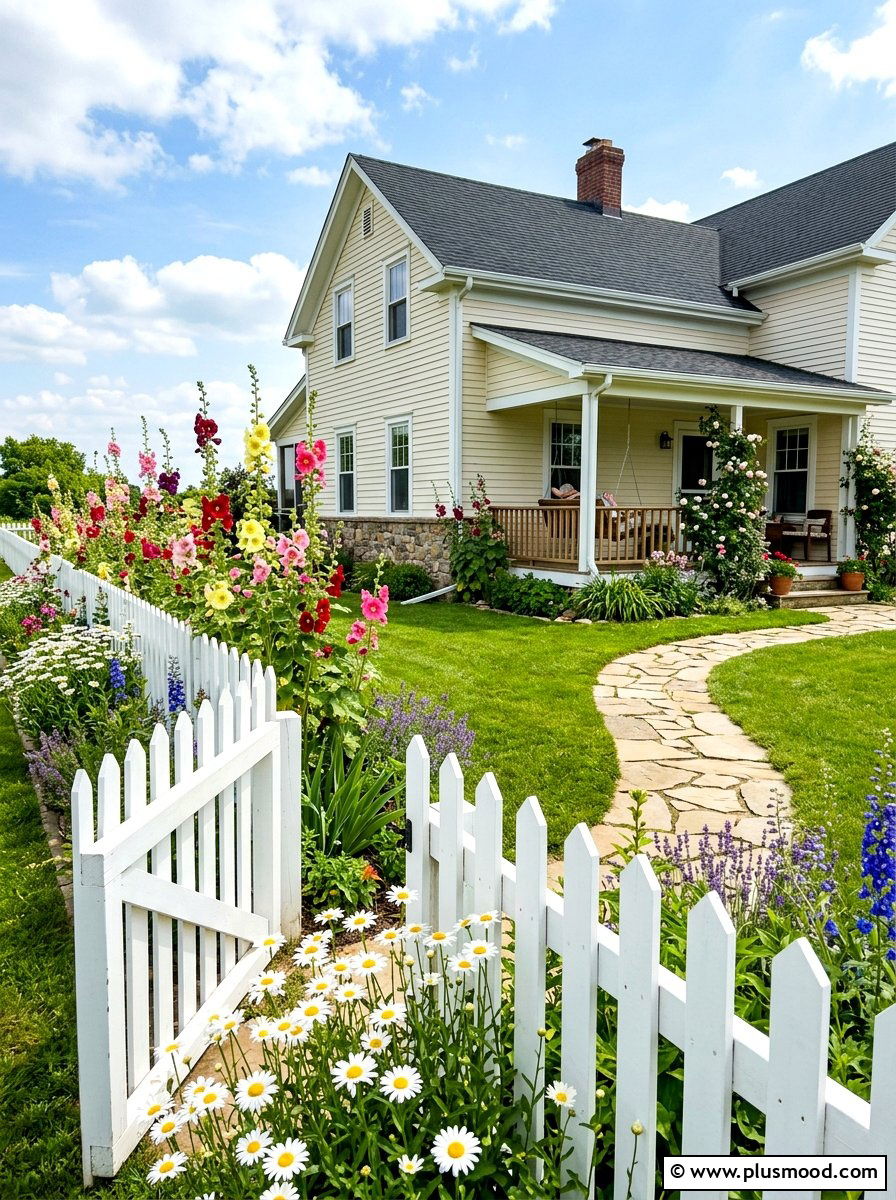 Picket Fence Garden - 25 summer farmhouse curb appeal ideas
