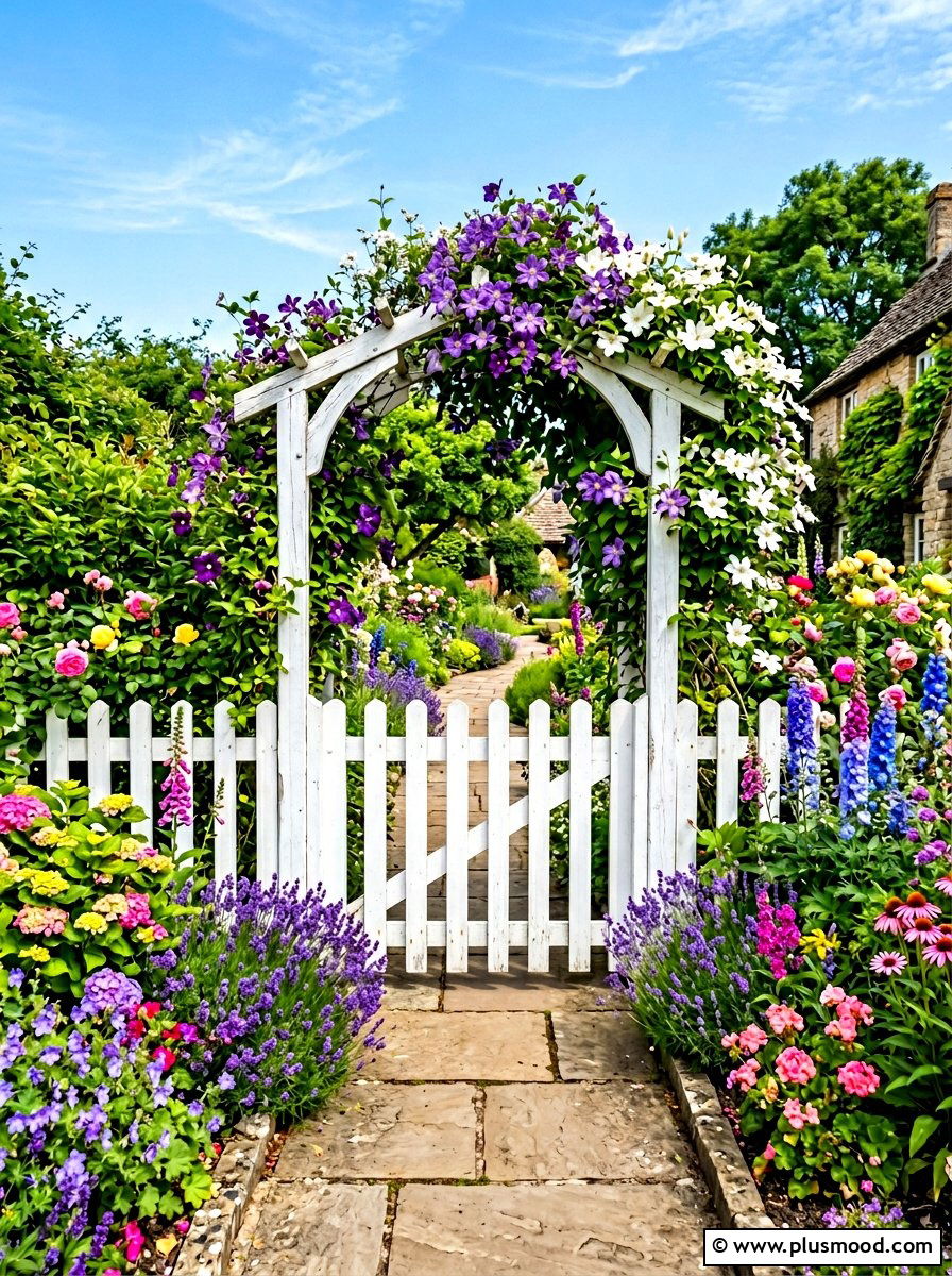 Picket Gate Entrance Garden - 25 summer farmhouse garden ideas