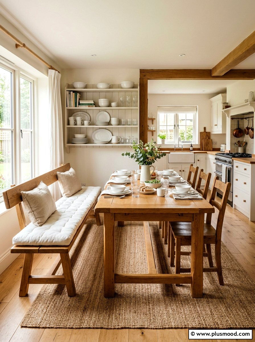 Picnic Bench Seating - 25 summer picnic style kitchen decor ideas