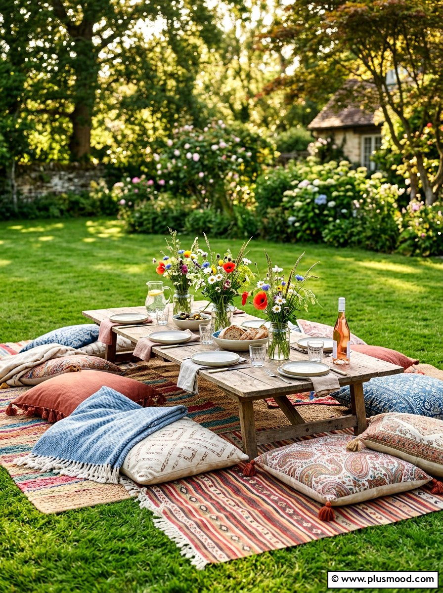 Picnic floor seating - 25 summer outdoor entertaining ideas on a budget