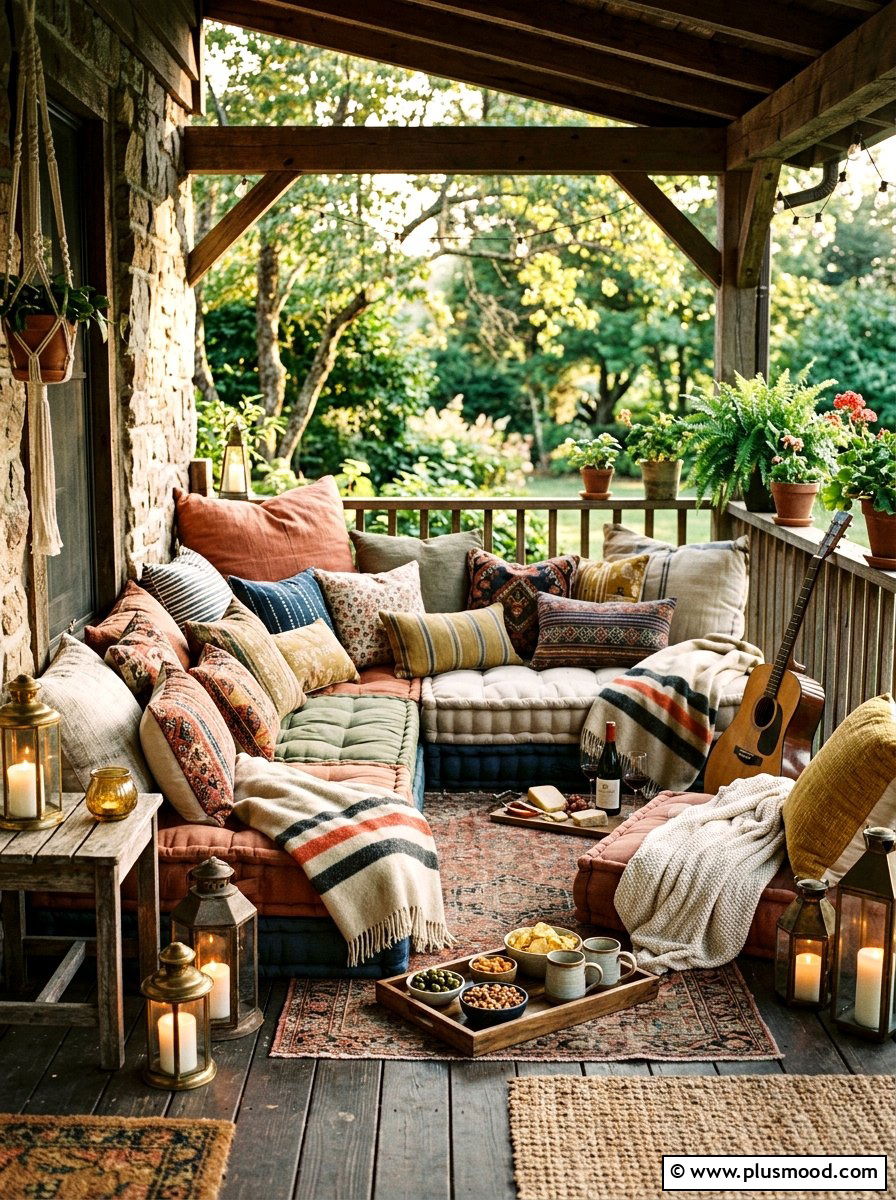 Pillow Pile Lounge - 25 summer porch party ideas