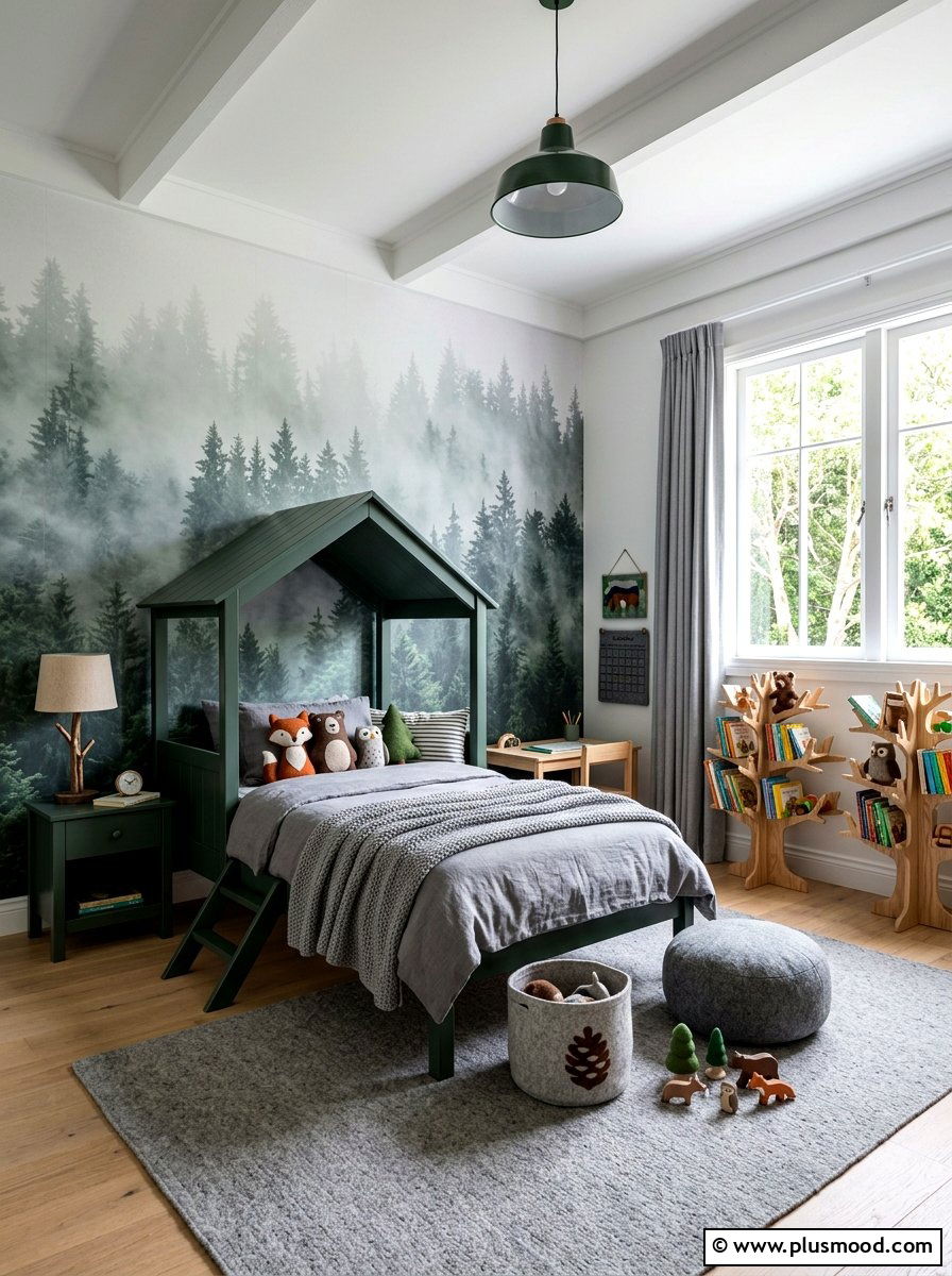 Pine Tree Forest Kids Room - 25 summer kids bedroom ideas