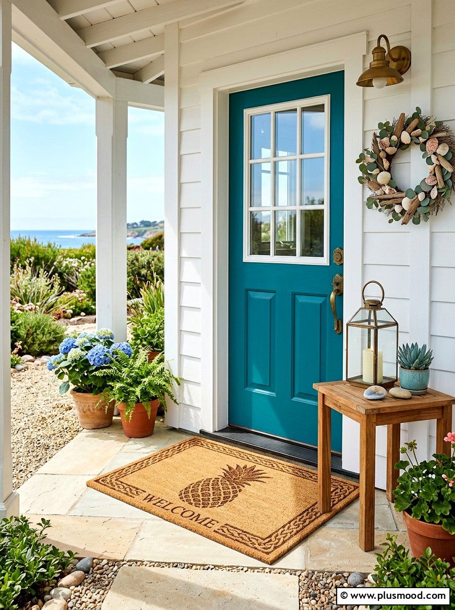 Pineapple Coir Door Mat - 25 summer front porch mat ideas