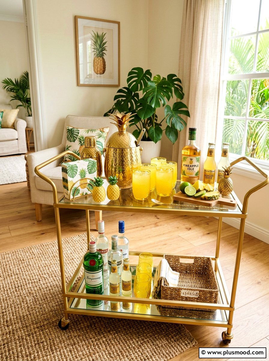 Pineapple Decor Bar Cart - 25 summer bar cart styling ideas for summer