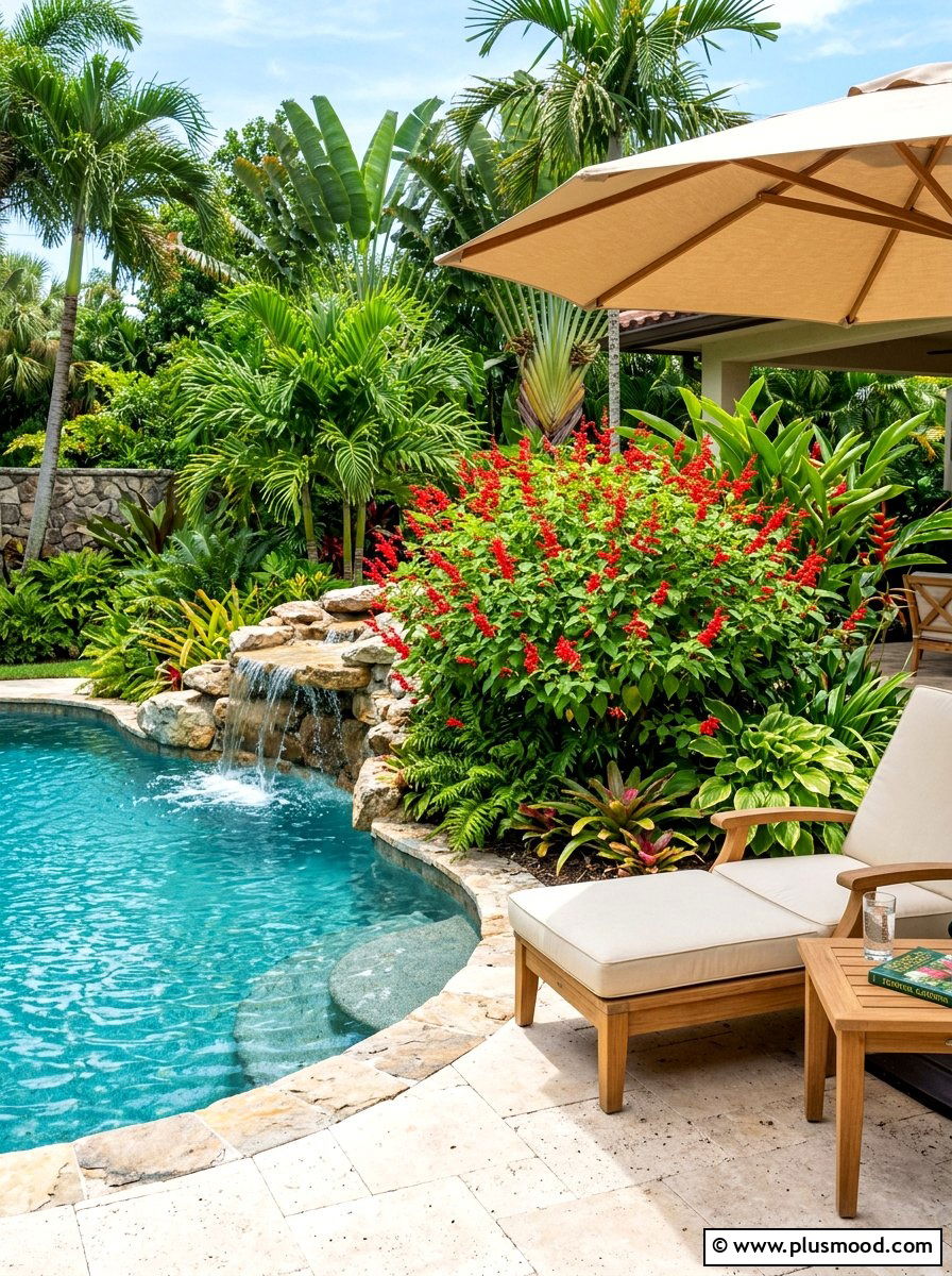 Pineapple Sage Pool Feature - 25 pool landscaping ideas with herbs