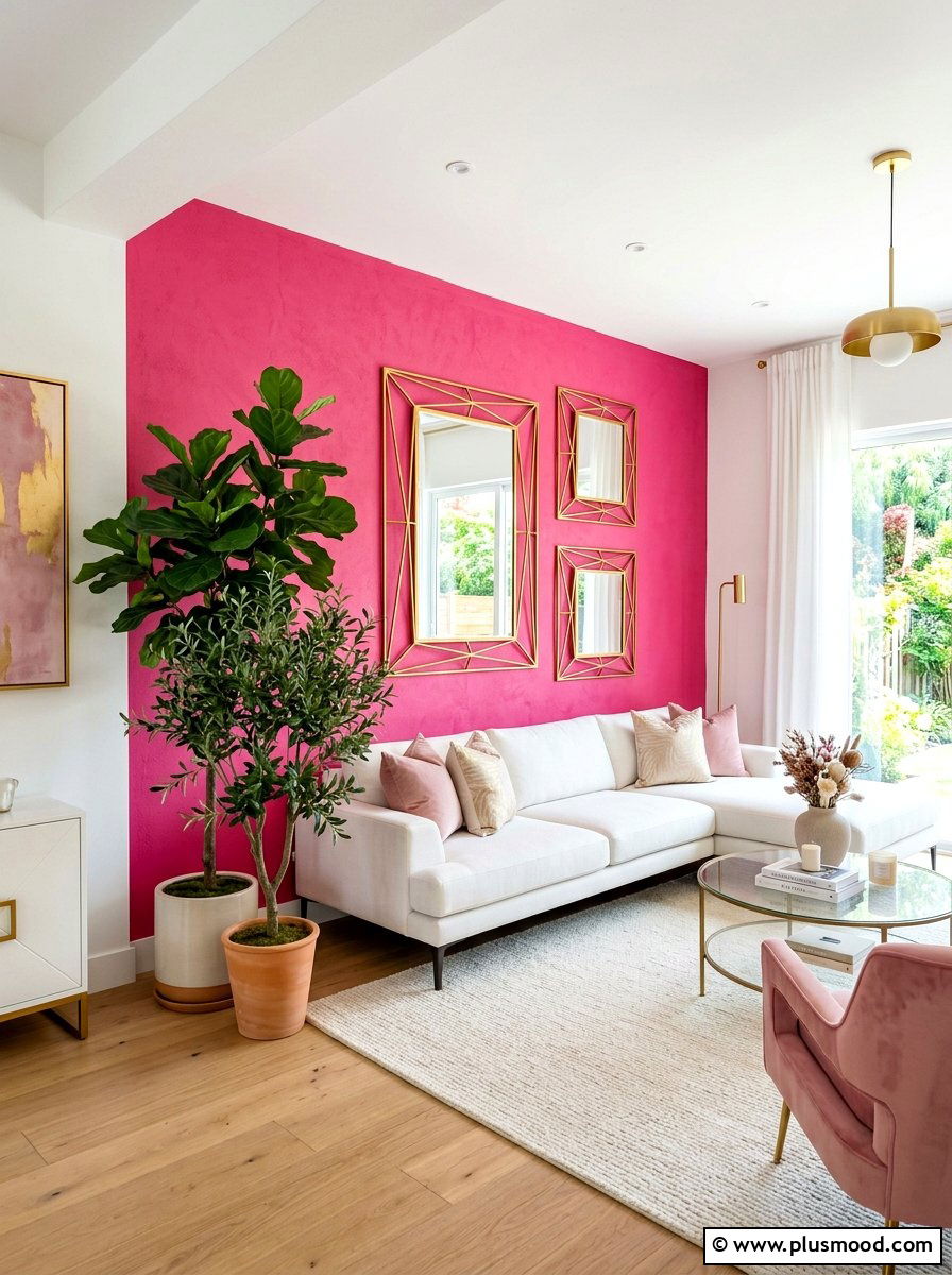 Pink Accent Wall - 25 summer colorful decor ideas