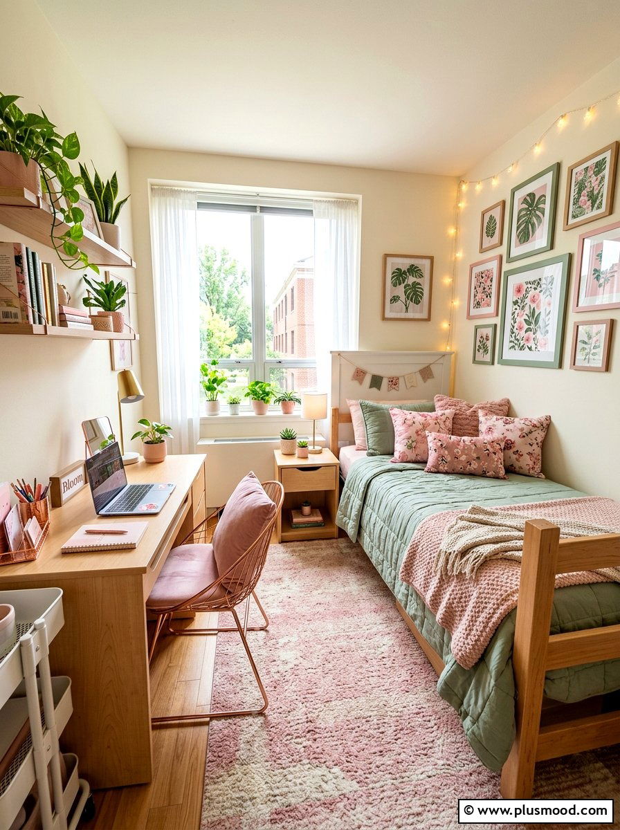 Pink And Sage Garden Theme - 25 summer dorm room ideas