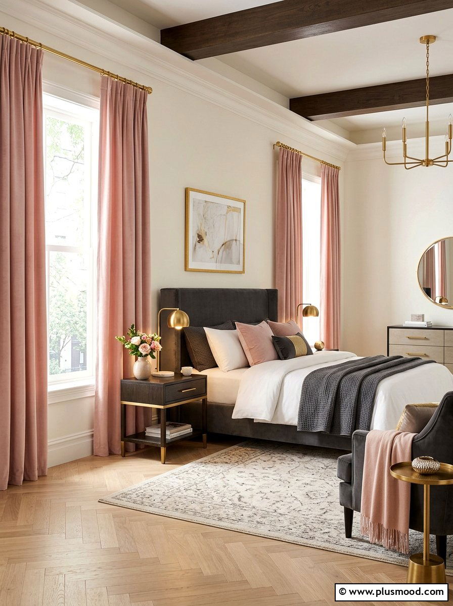 Pink Blush Drapes - 25 summer curtains ideas for bedroom