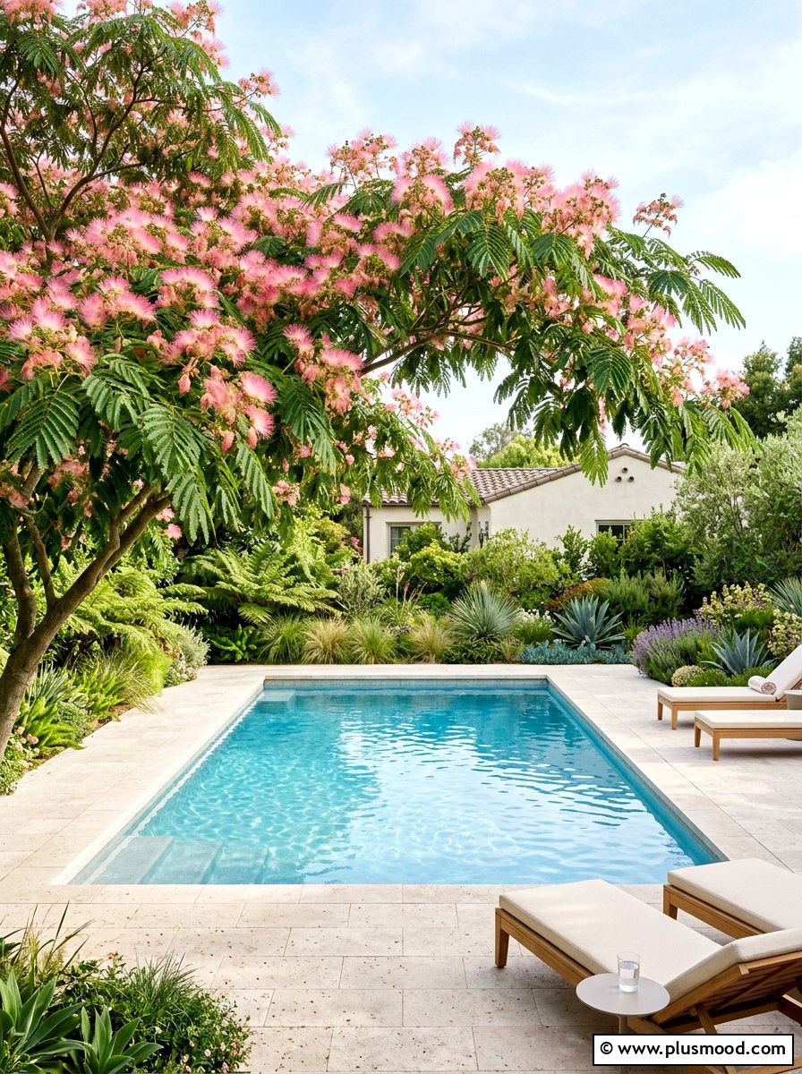 25 Pool Landscaping Ideas With Shade Trees for Cool Style