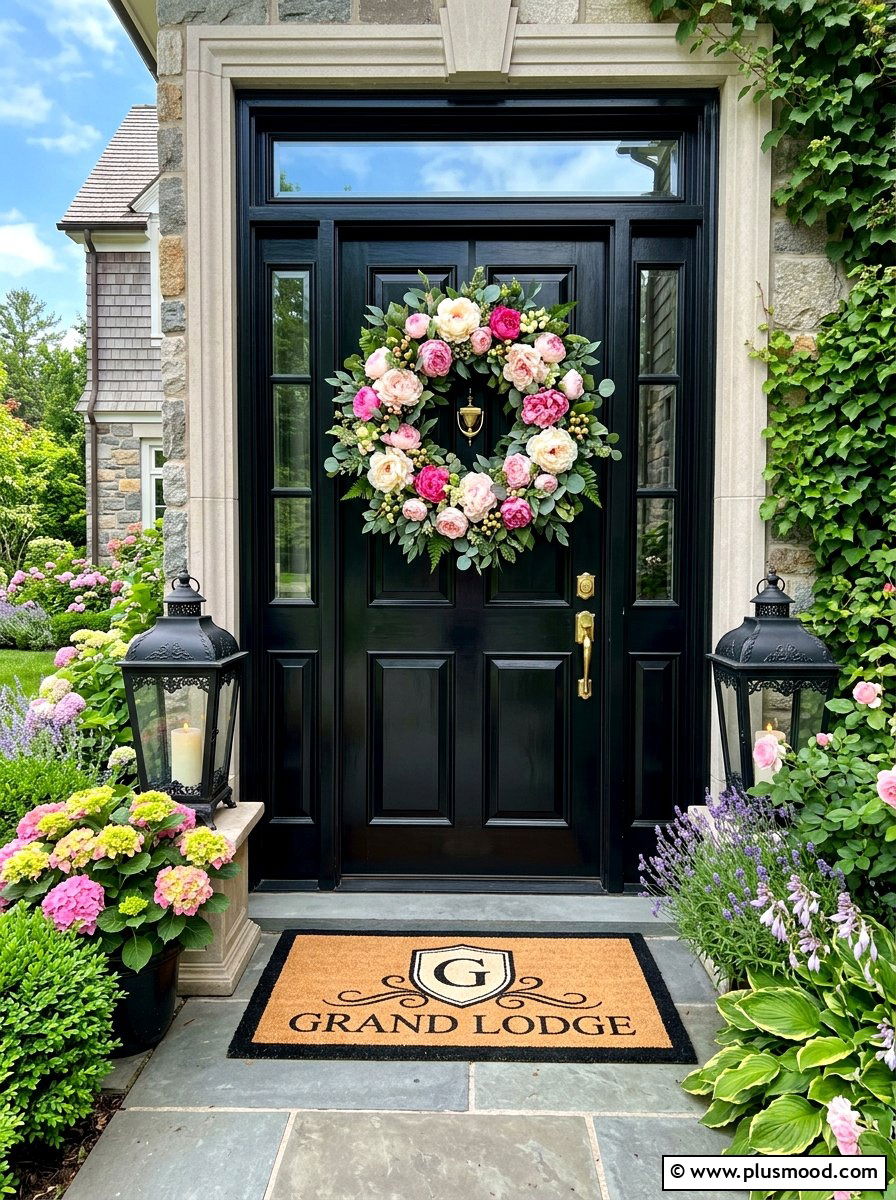 Pink Peony Summer Door Wreath - 25 summer door decor ideas for summer