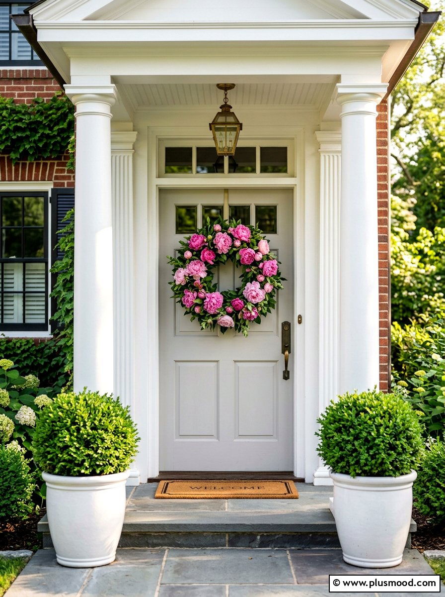 Pink Peony Wreath - 25 summer front door decor ideas