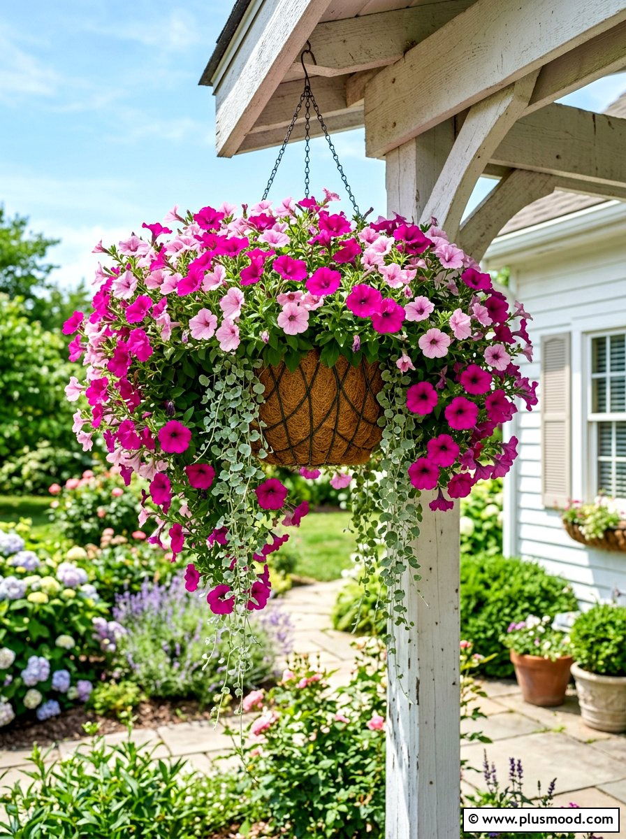 Pink Petunia Hanging Basket - 25 best summer planter ideas