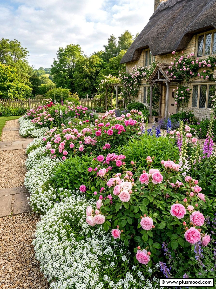 Pink and white flower bed - 25 summer garden color ideas
