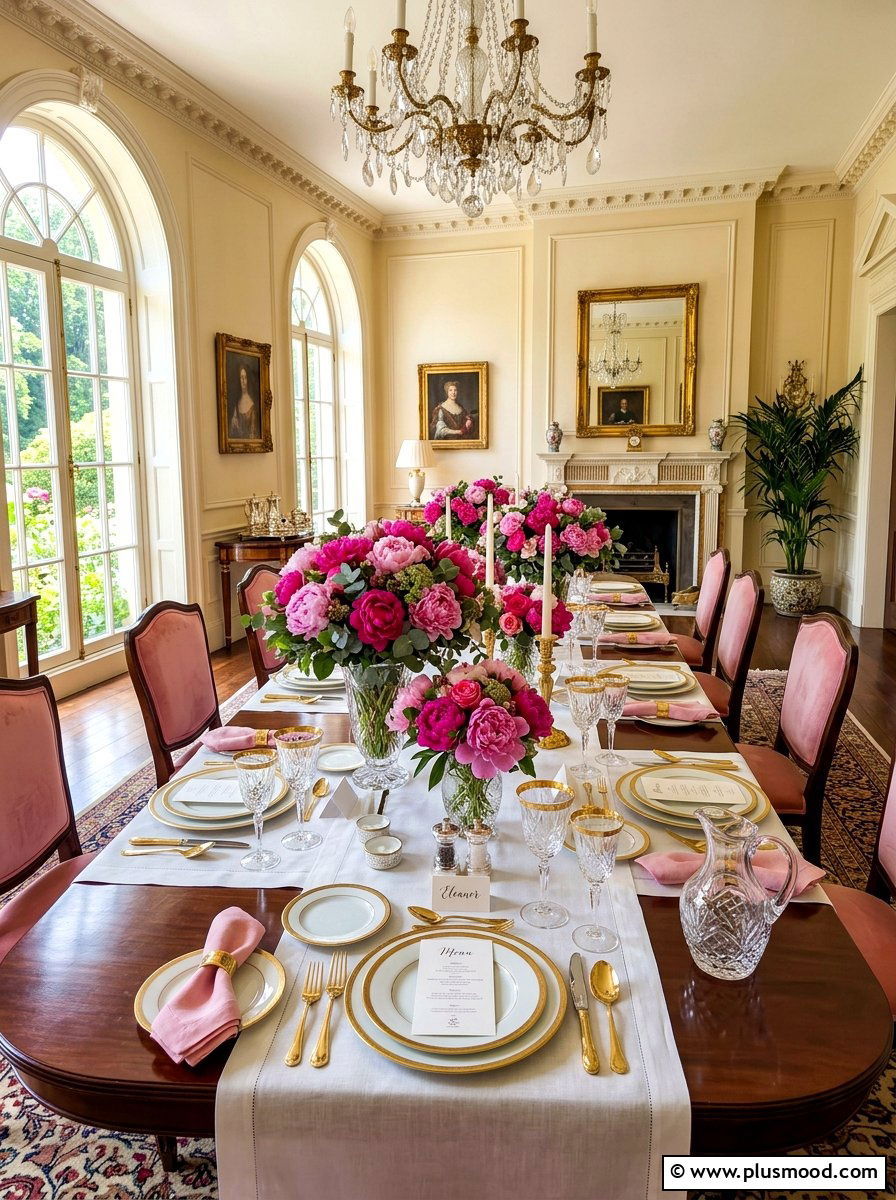Pink peony summer table - 25 summer dinner party table ideas
