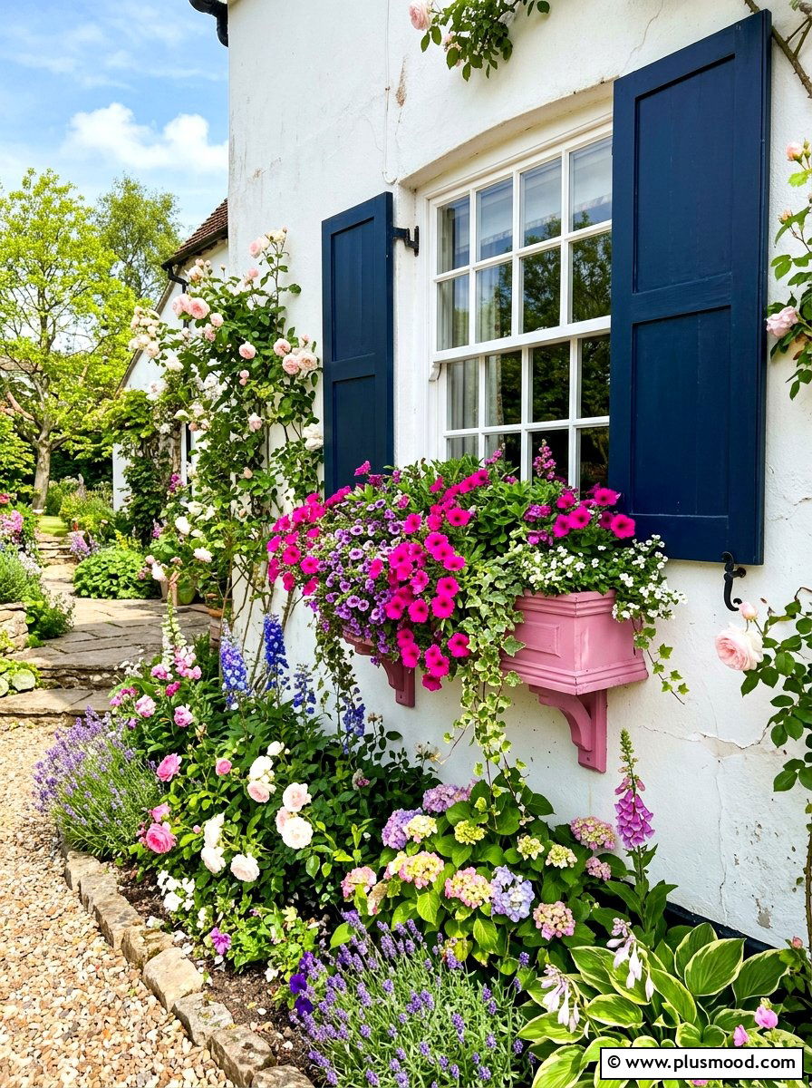 Pink window boxes - 25 summer colorful curb appeal ideas