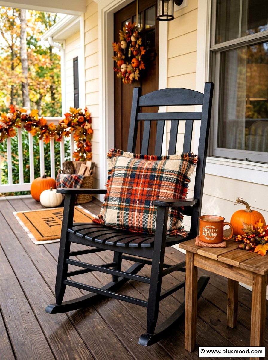 Plaid Porch Throw Pillow - 25 summer to fall porch decor ideas