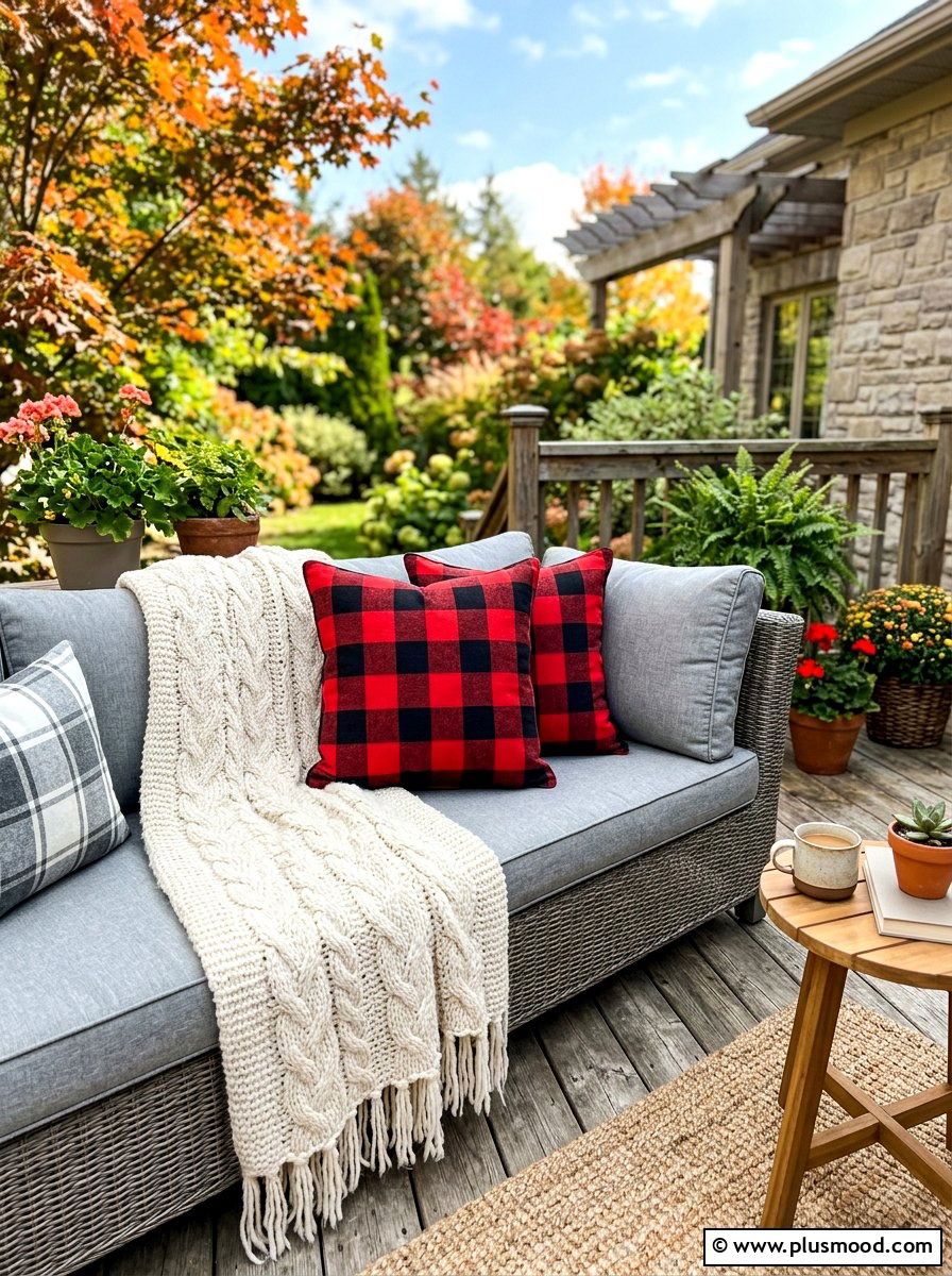 Plaid textile decor - 25 summer to fall outdoor entertaining ideas