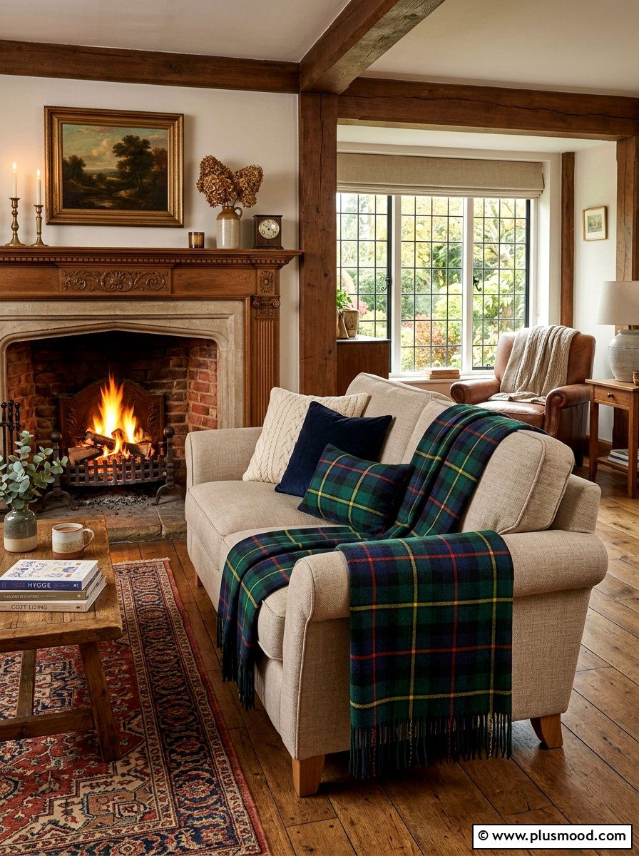 Plaid throw blanket styling - 25 summer to fall living room decor ideas