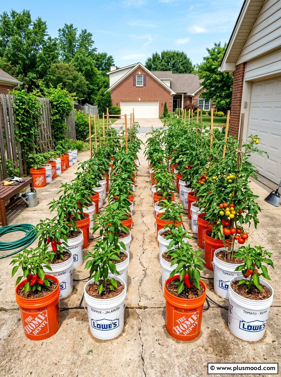 Plastic Bucket Garden - 25 summer vegetable planter ideas