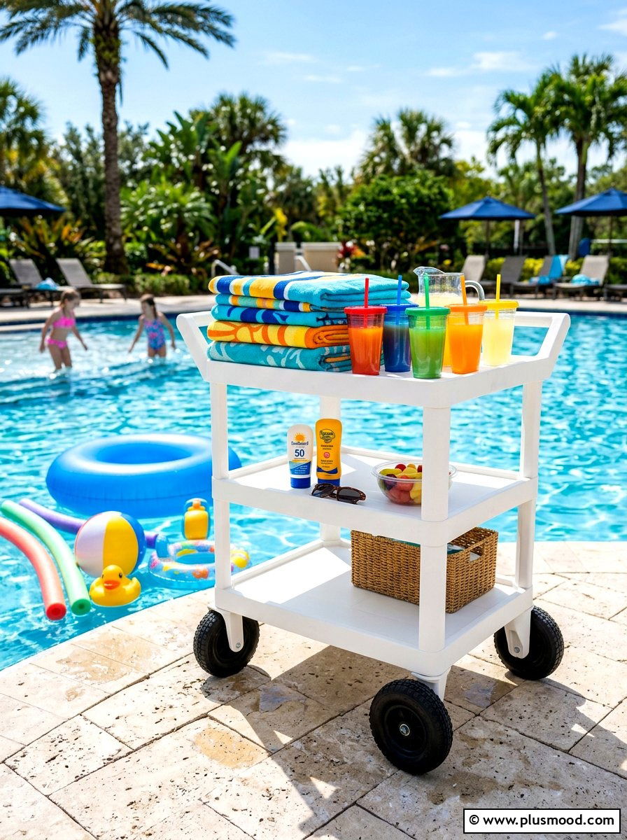 Plastic serving cart with wheels - 25 summer outdoor serving cart ideas