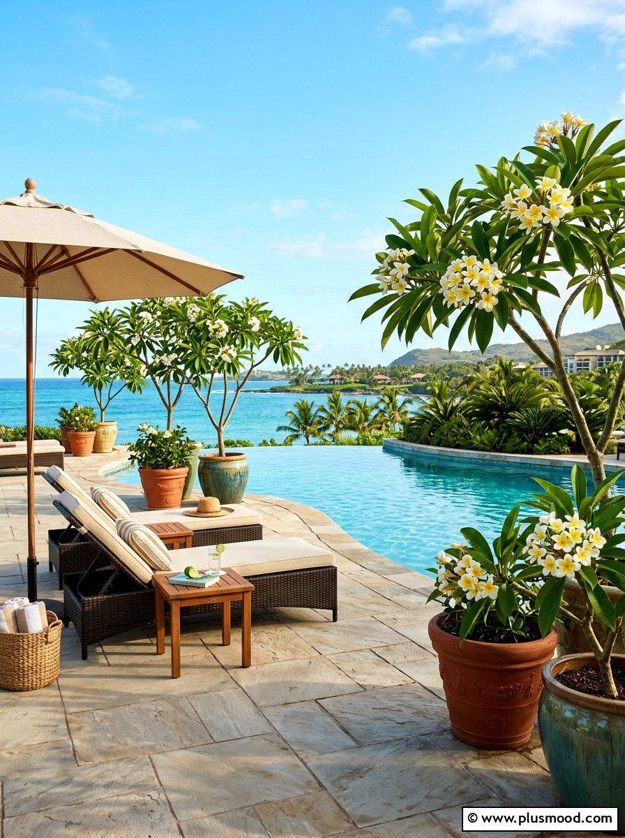 Plumeria pool deck garden - 25 pool landscaping ideas with tropical plants