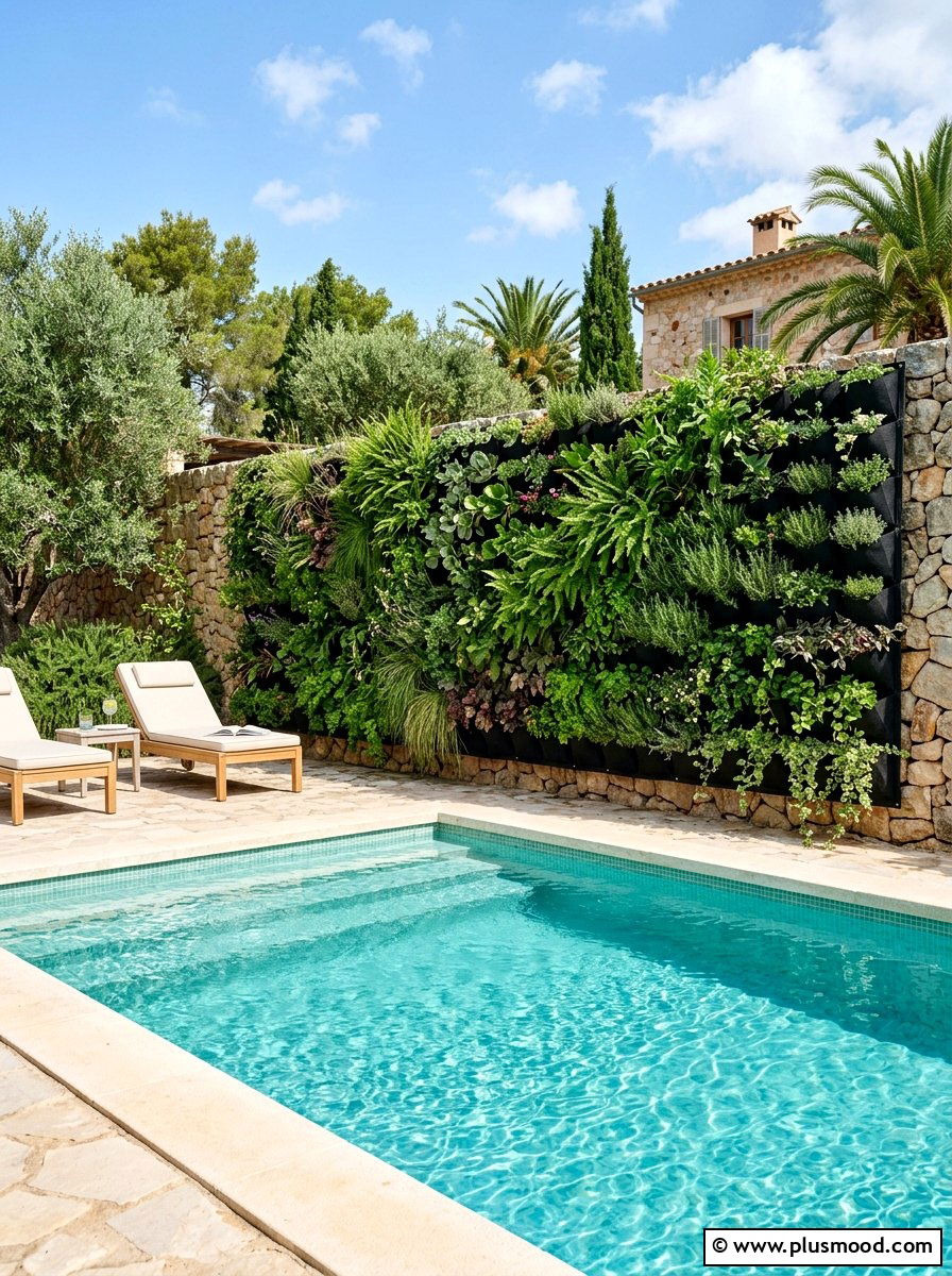 Pocket Planter Vertical Garden Pool - 25 pool landscaping ideas with vertical garden
