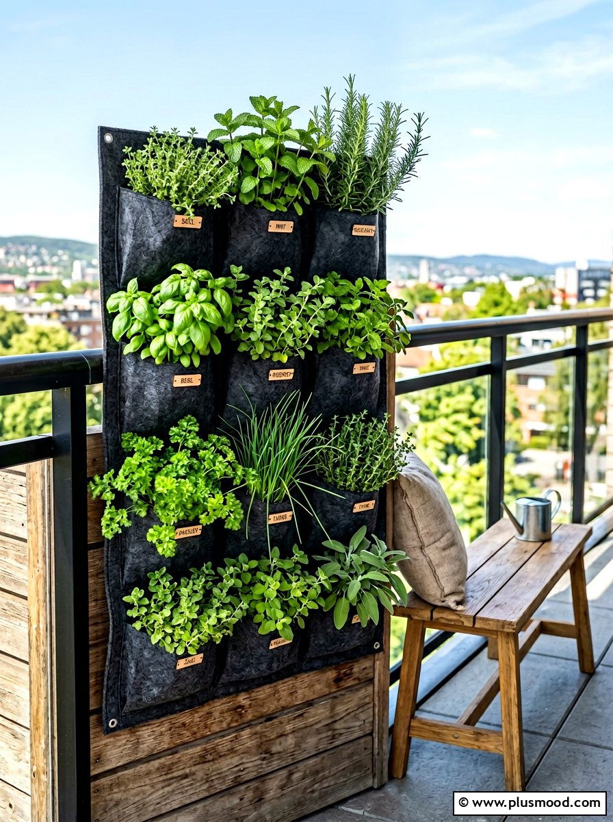 Pocket Wall Herb Planter - 25 summer balcony herb garden ideas