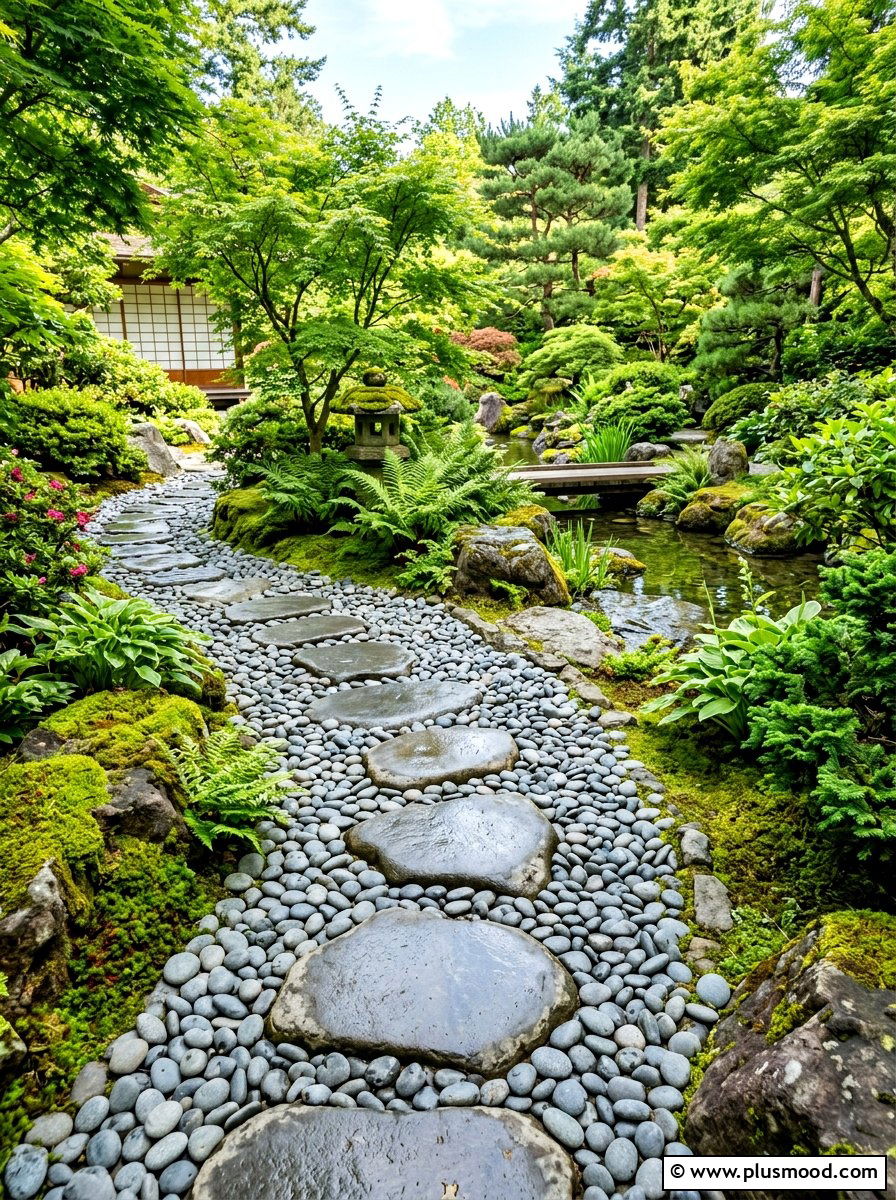 Polished River Rock Walkway - 25 summer garden pathway ideas