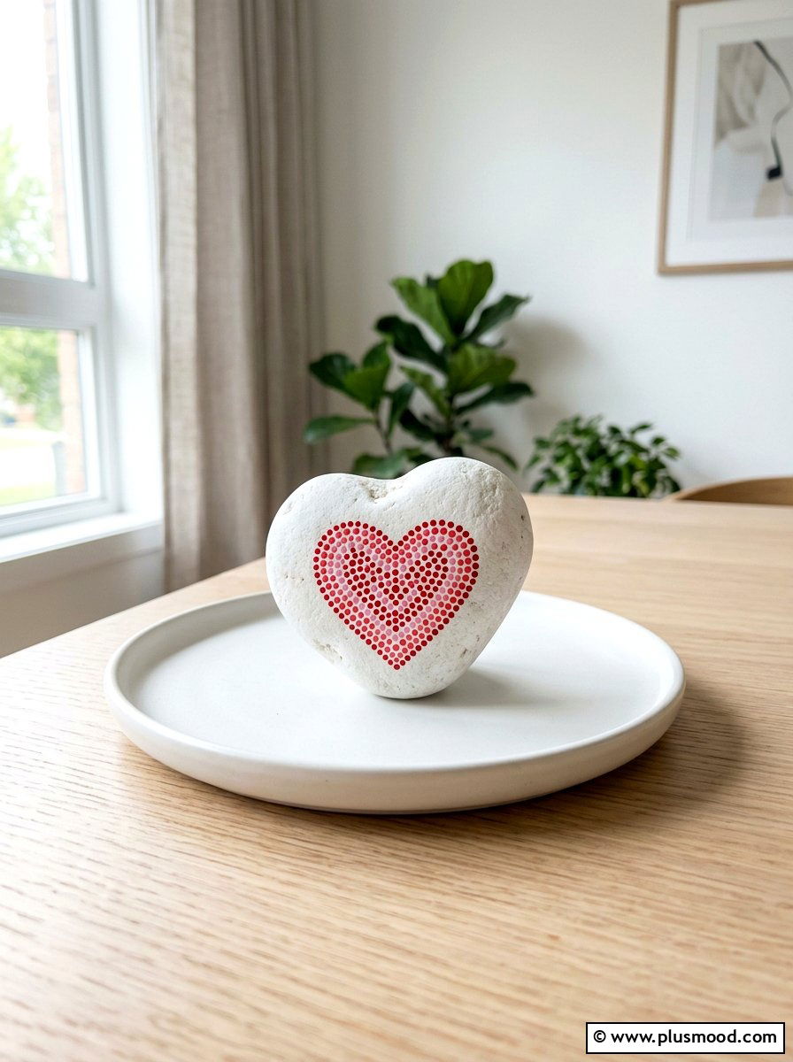 Polka Dot Heart Rock - 25 painted rock ideas for valentines day
