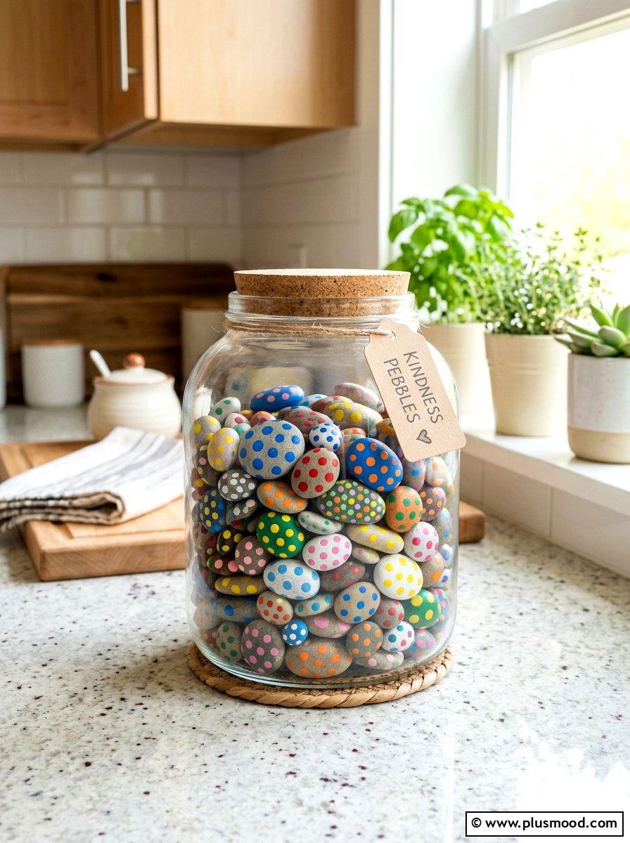 Polka Dot Kindness Pebbles - 25 painted rock ideas with inspirational words