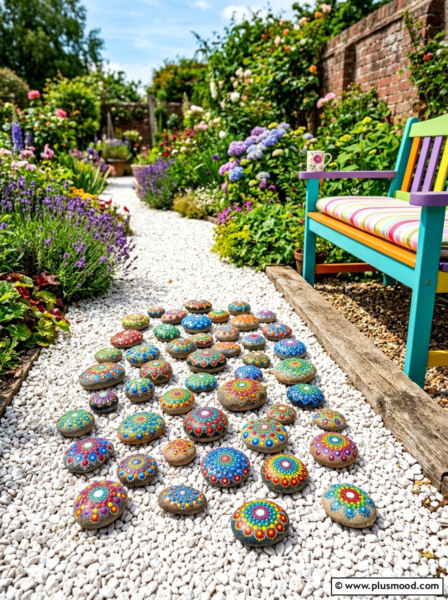 Polka Dot Rock - 25 painted rock ideas for outdoor gallery