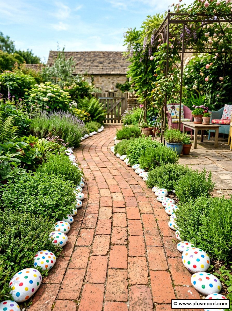 Polka Dot Rocks - 25 painted rock ideas for pathway art