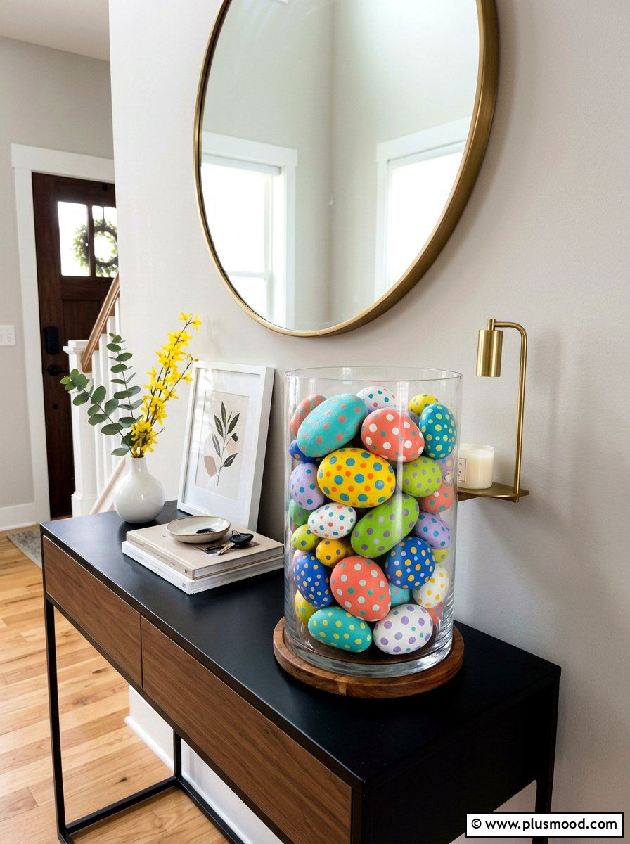 Polka dot egg rock - 25 painted rock ideas for Easter