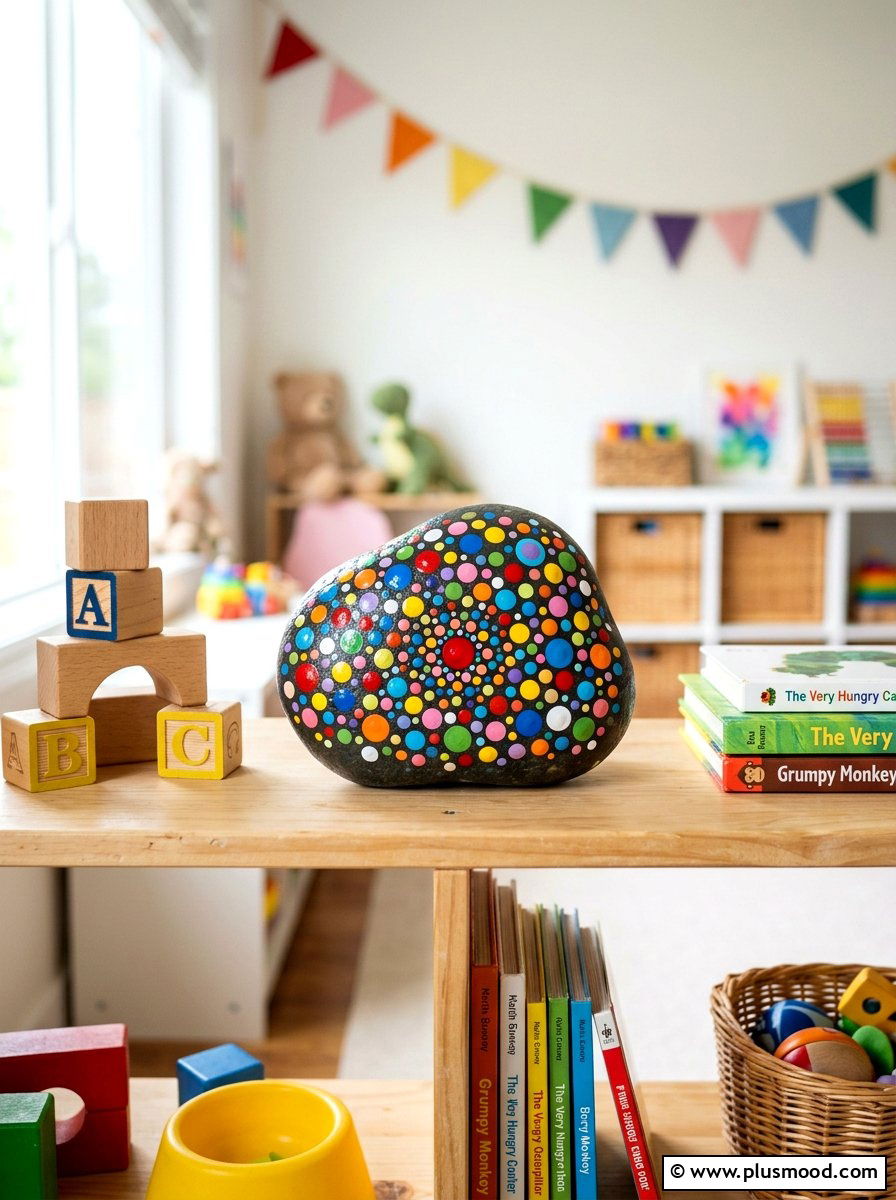 Polka dot rock - 25 painted rock ideas with positive affirmations