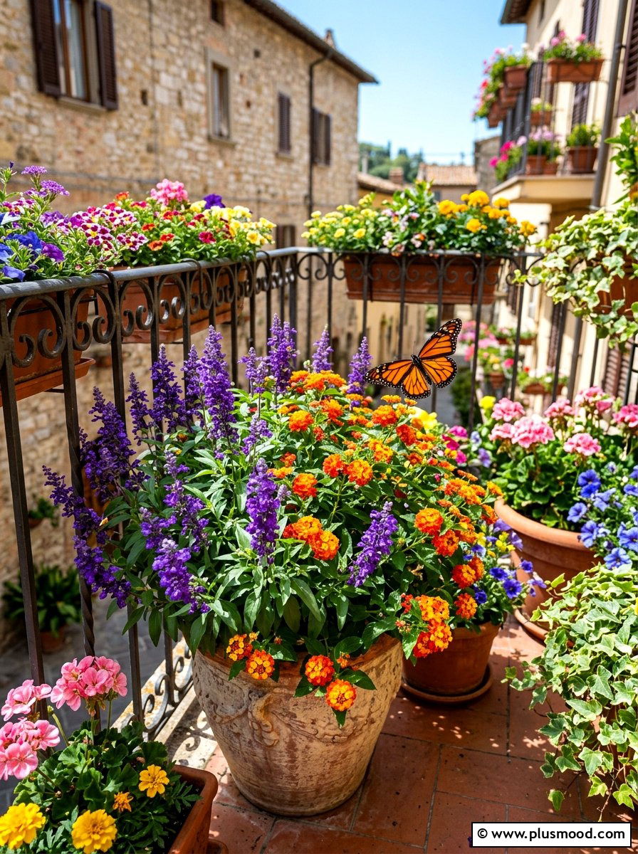 Pollinator Flower Pot - 25 summer balcony planter ideas