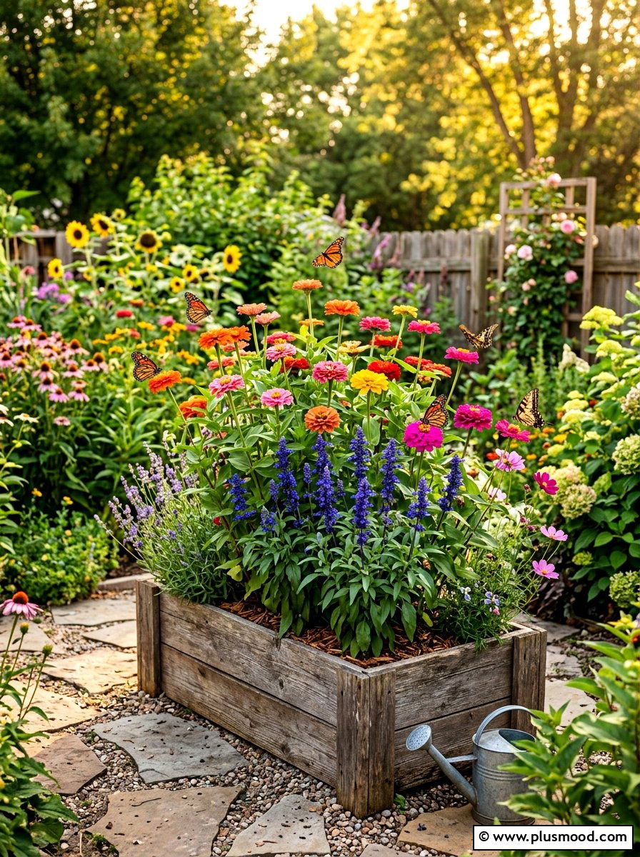 Pollinator Friendly Zinnia And Salvia - 25 summer mixed container ideas