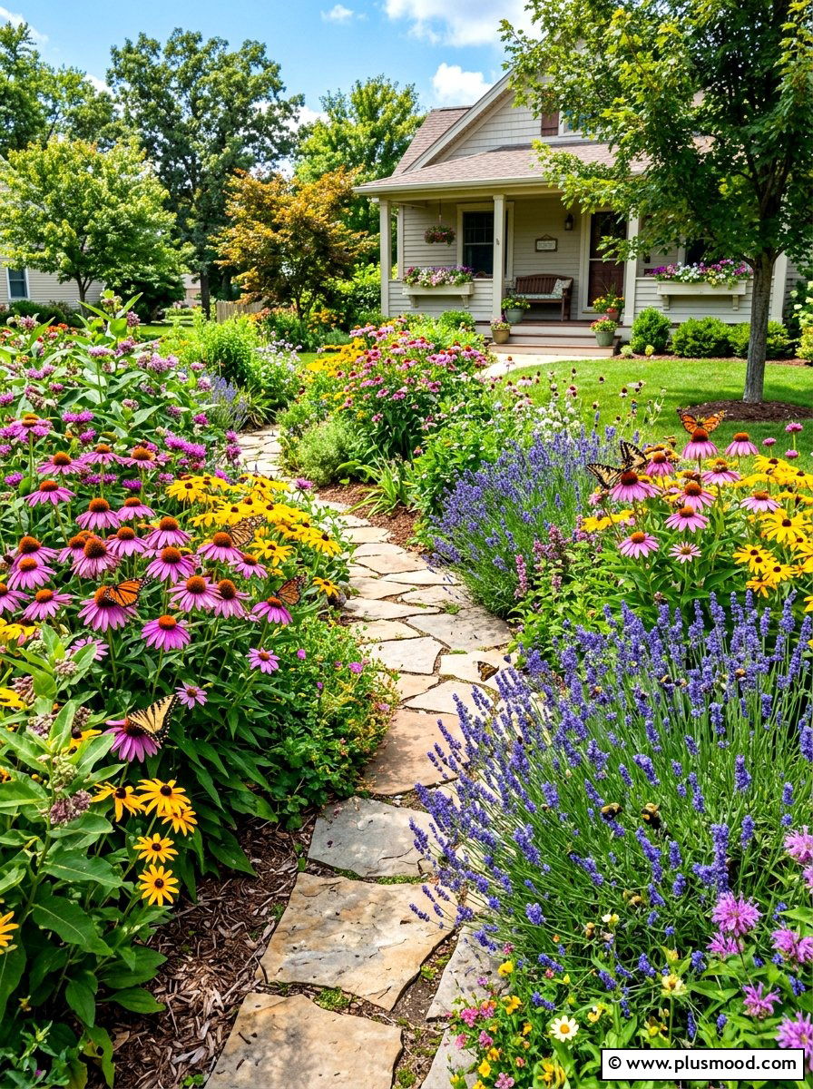 Pollinator Garden - 25 summer front yard landscaping ideas
