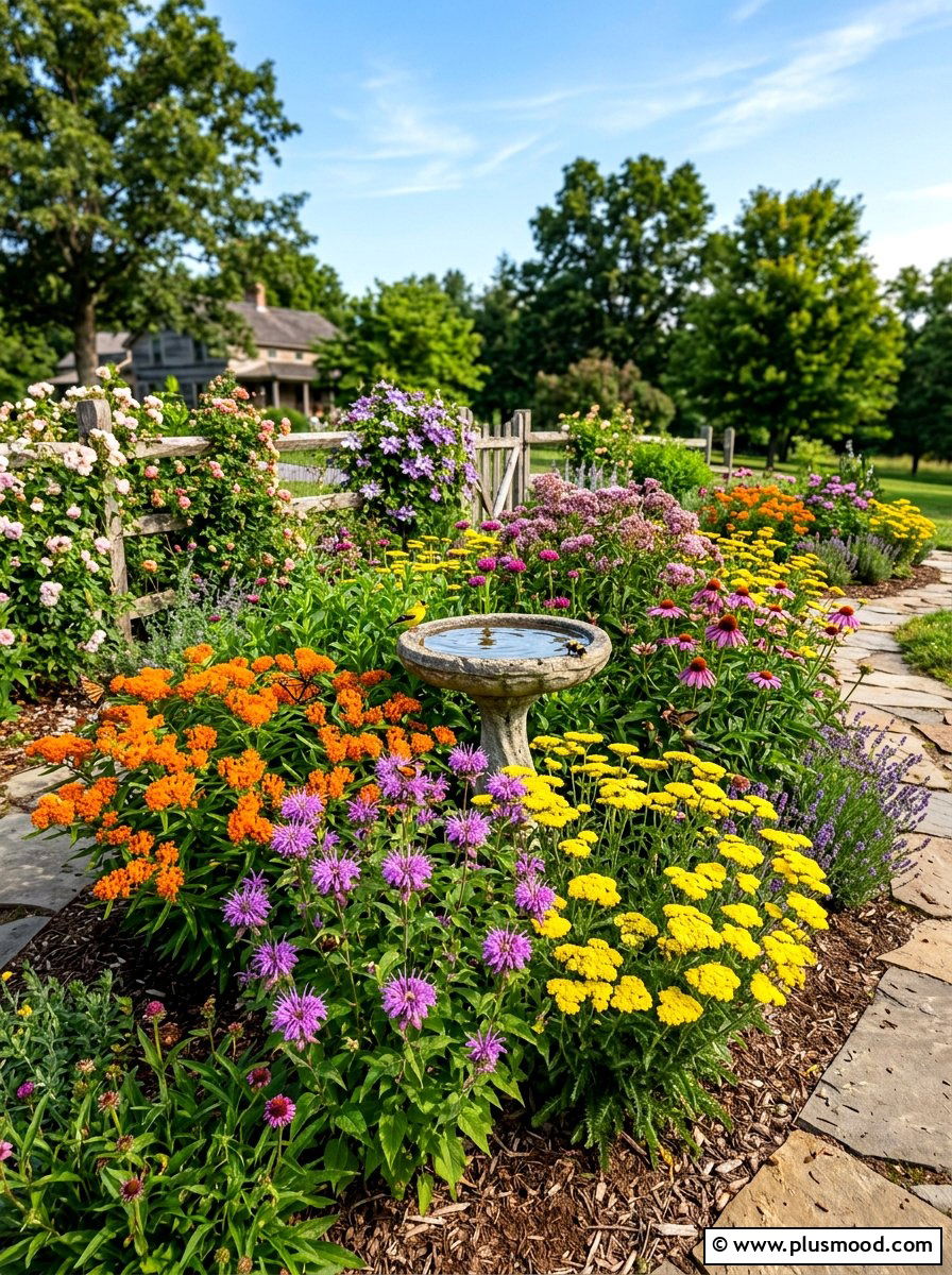 Pollinator Garden Bed - 25 summer backyard flower bed ideas