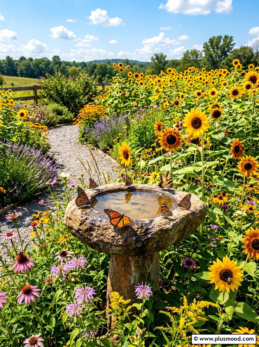 Pollinator Sunflower Habitat - 25 summer sunflower garden ideas