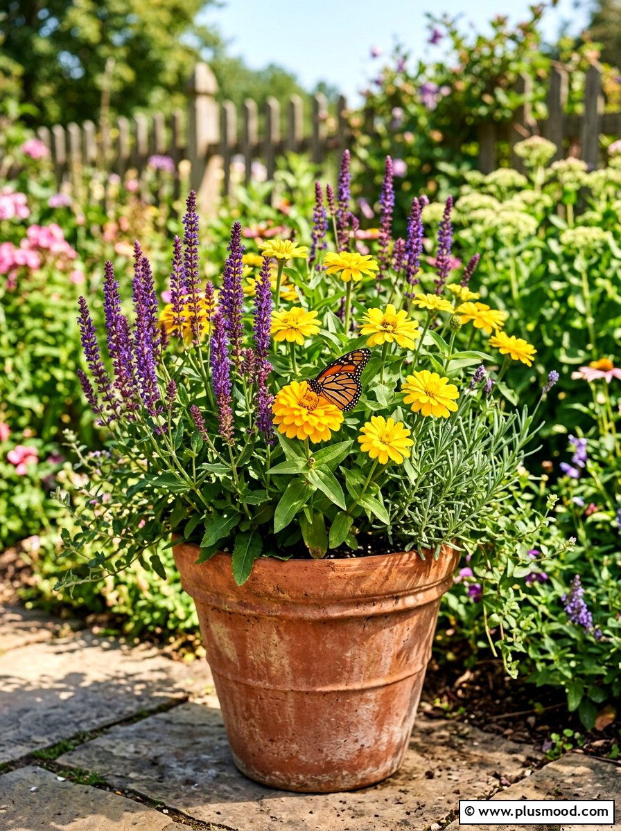 Pollinator container garden - 25 small backyard ideas with container garden