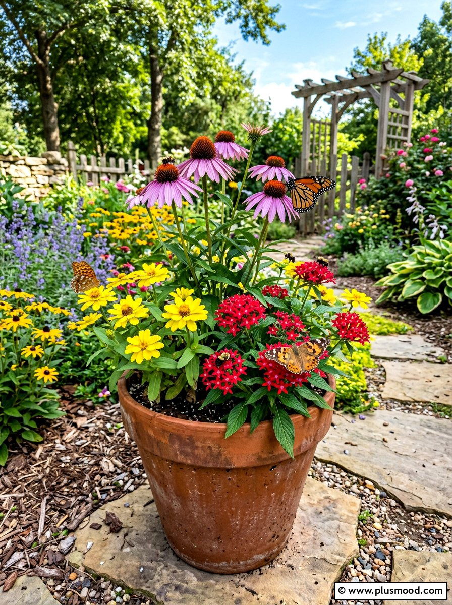 Pollinator garden pot - 25 summer garden pot arrangement ideas
