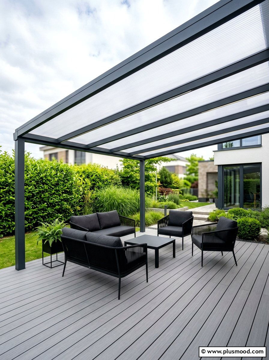 Polycarbonate Roof Pergola - 25 summer backyard shade ideas